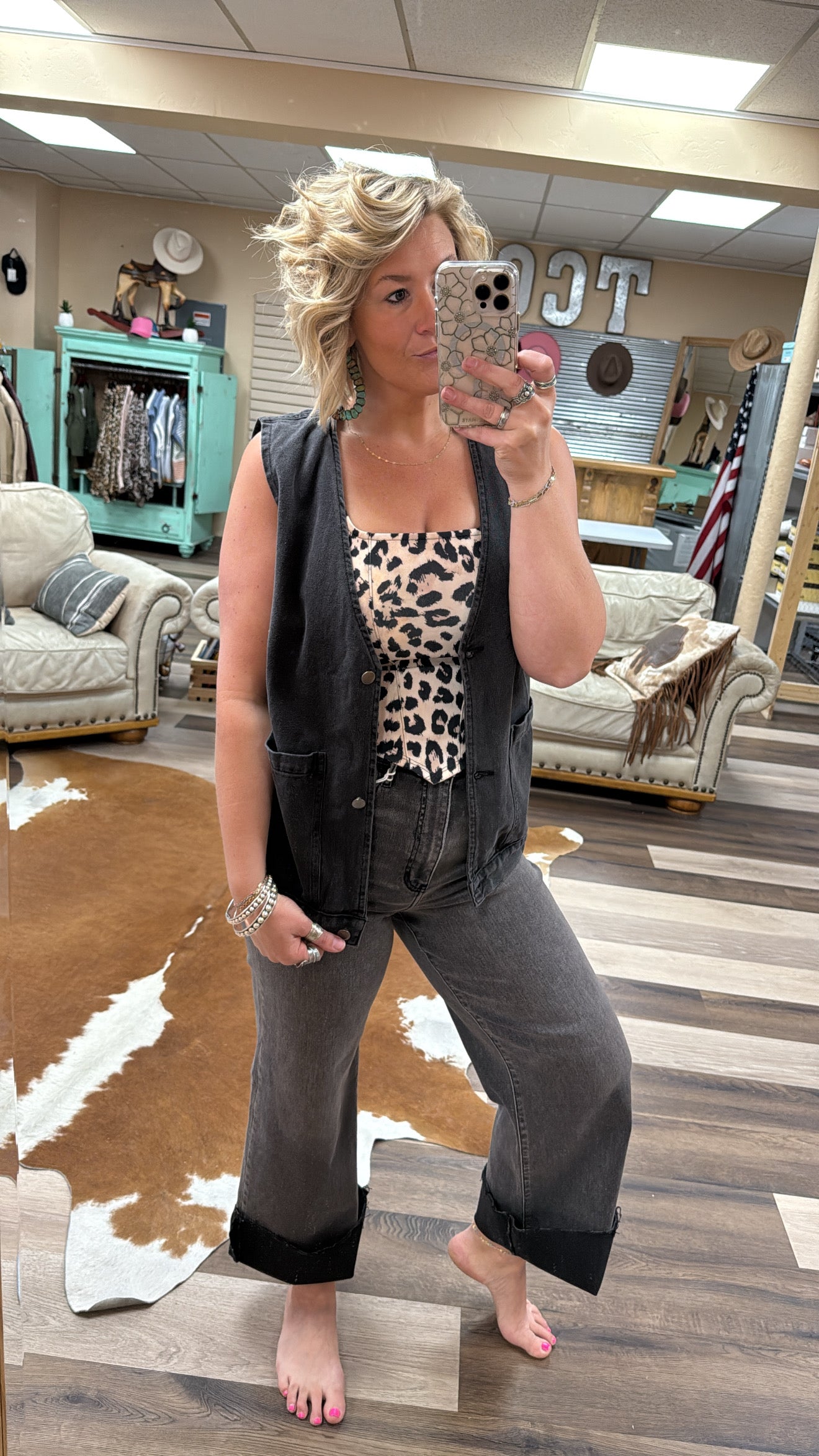 Animal Print Square Neck Top