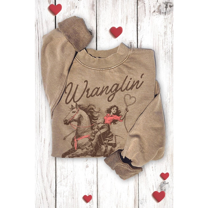 Wranglin Hearts Mineral Graphic Sweatshirt