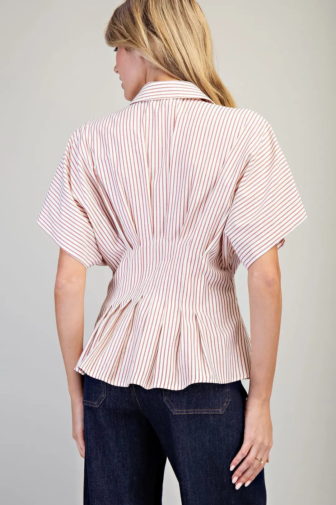 Raspberry Pleated Top