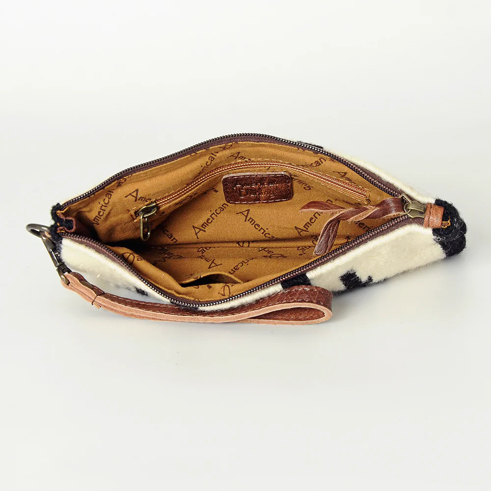 Southwestern Wool Wristlet Clutch with Tribal Pattern