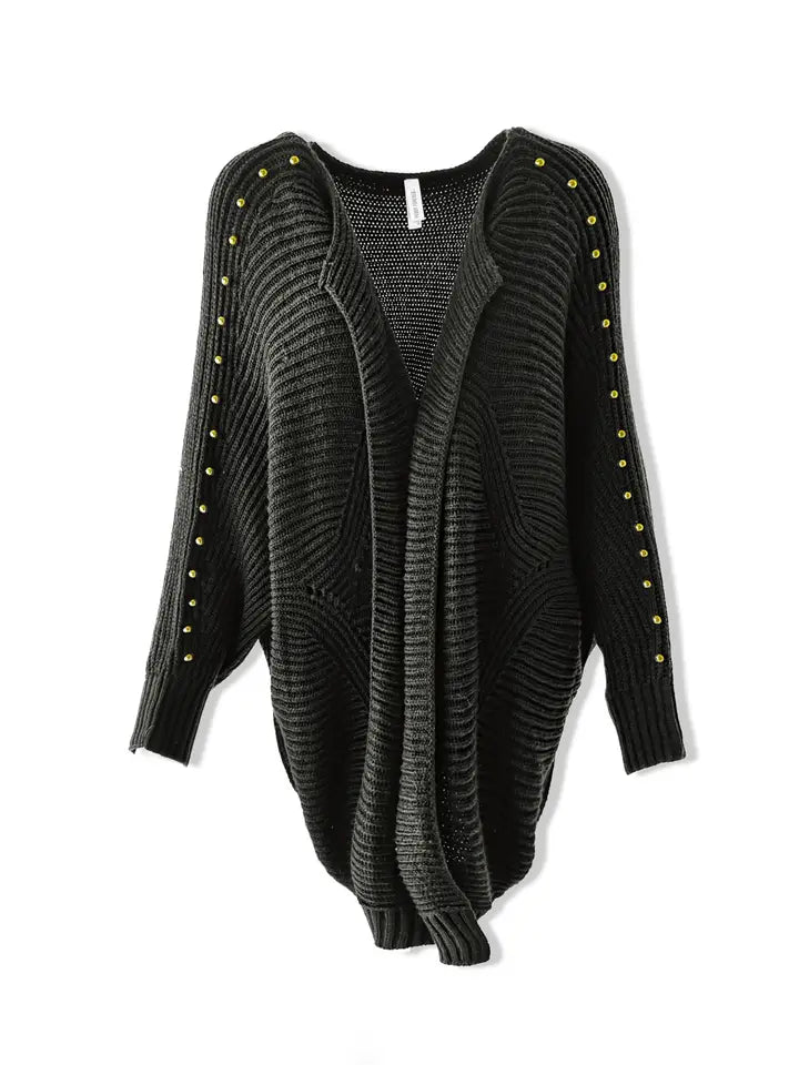 Studded Statement Side Slit Cardigan