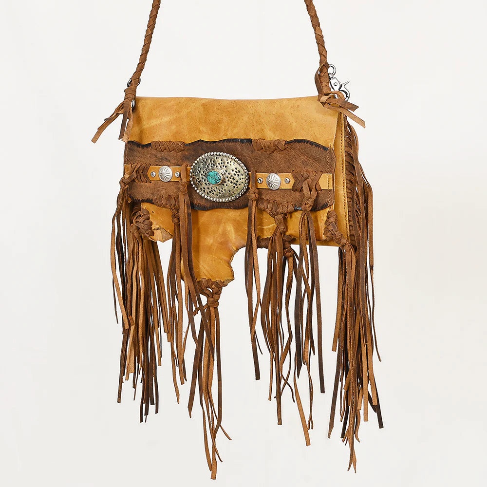 Western Fringe Rawhide Concho Bag