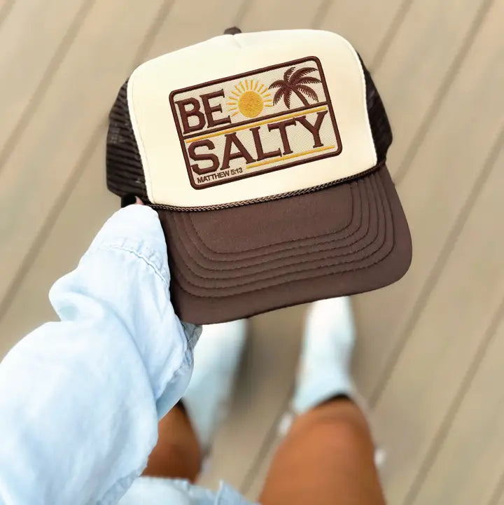 Be Salty Dtf Printed Brown and Tan Trucker Hat