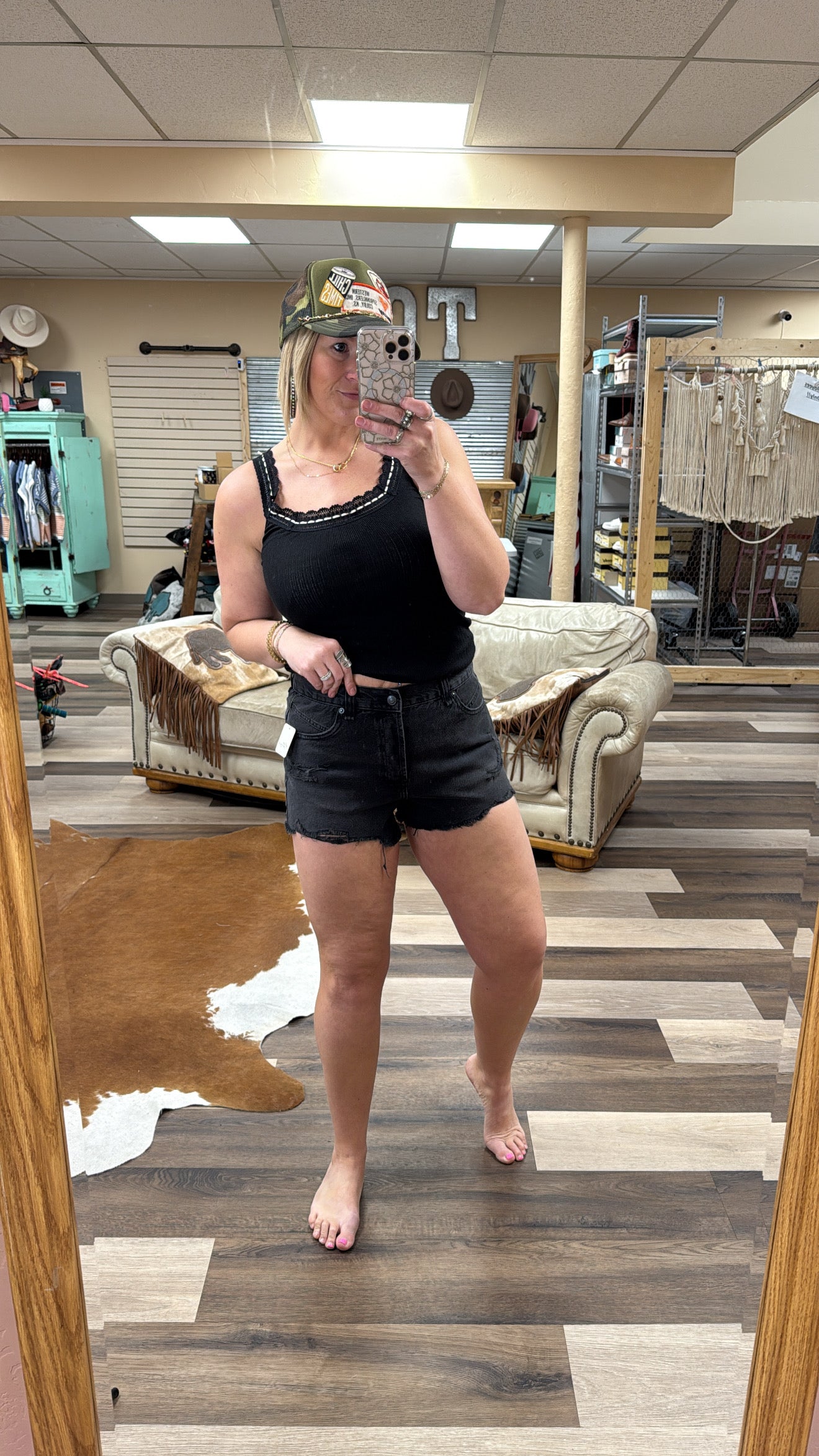 We The Free Now Or Never Denim Shorts in Black