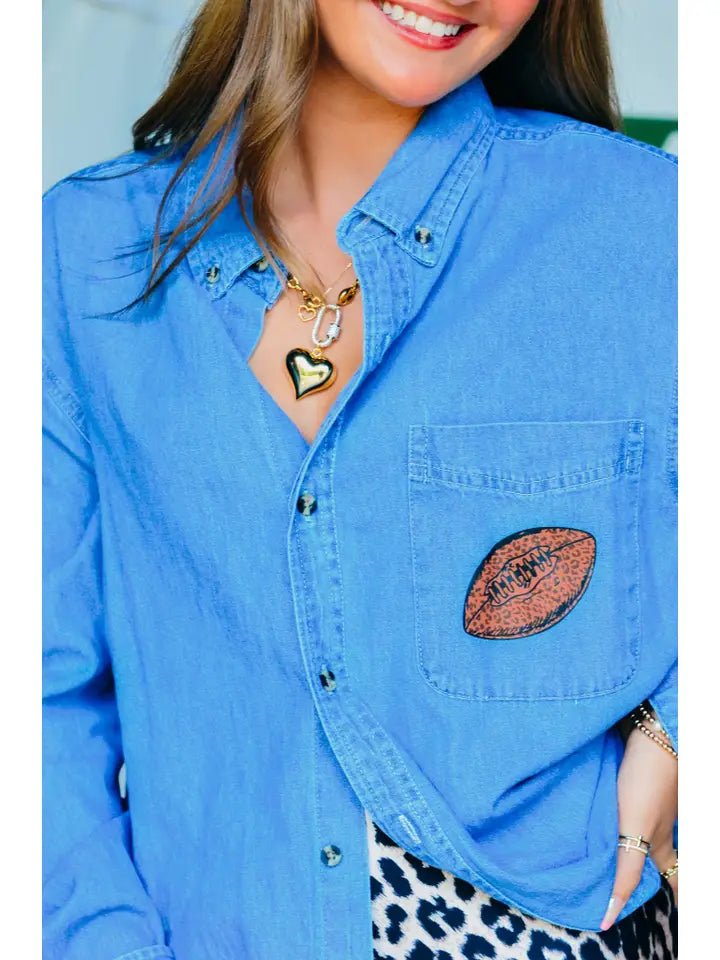 Football Leopard Denim Shirt