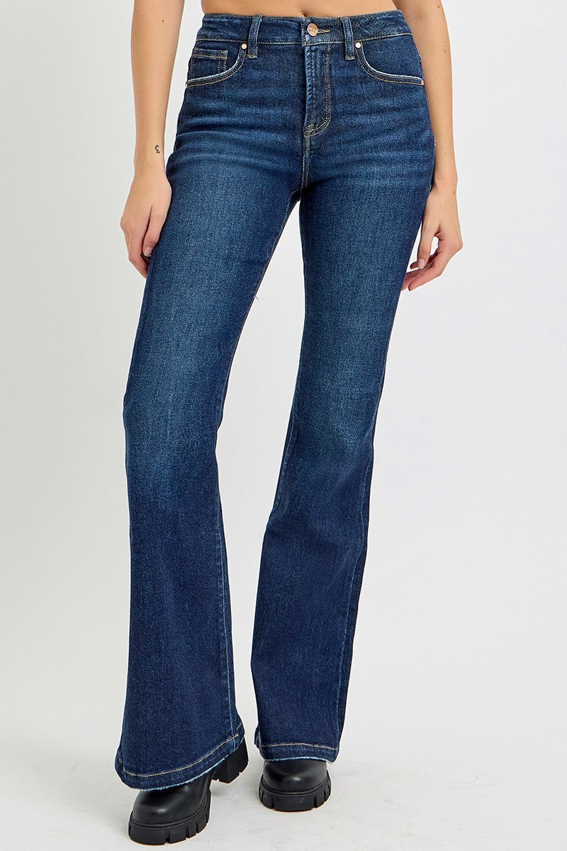 Risen Dark Wash Tummy Control Flare