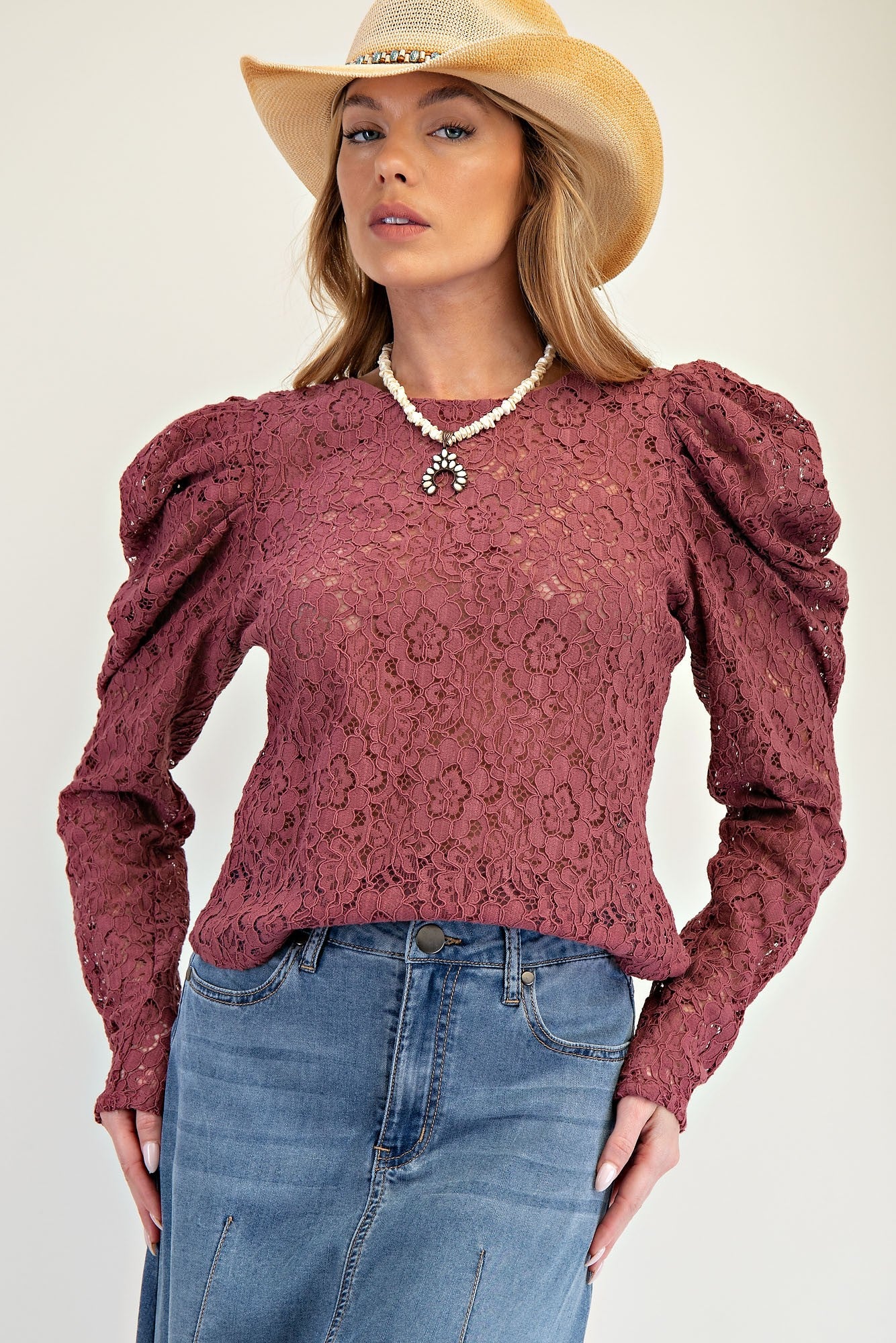 Lace Puff Sleeve Top