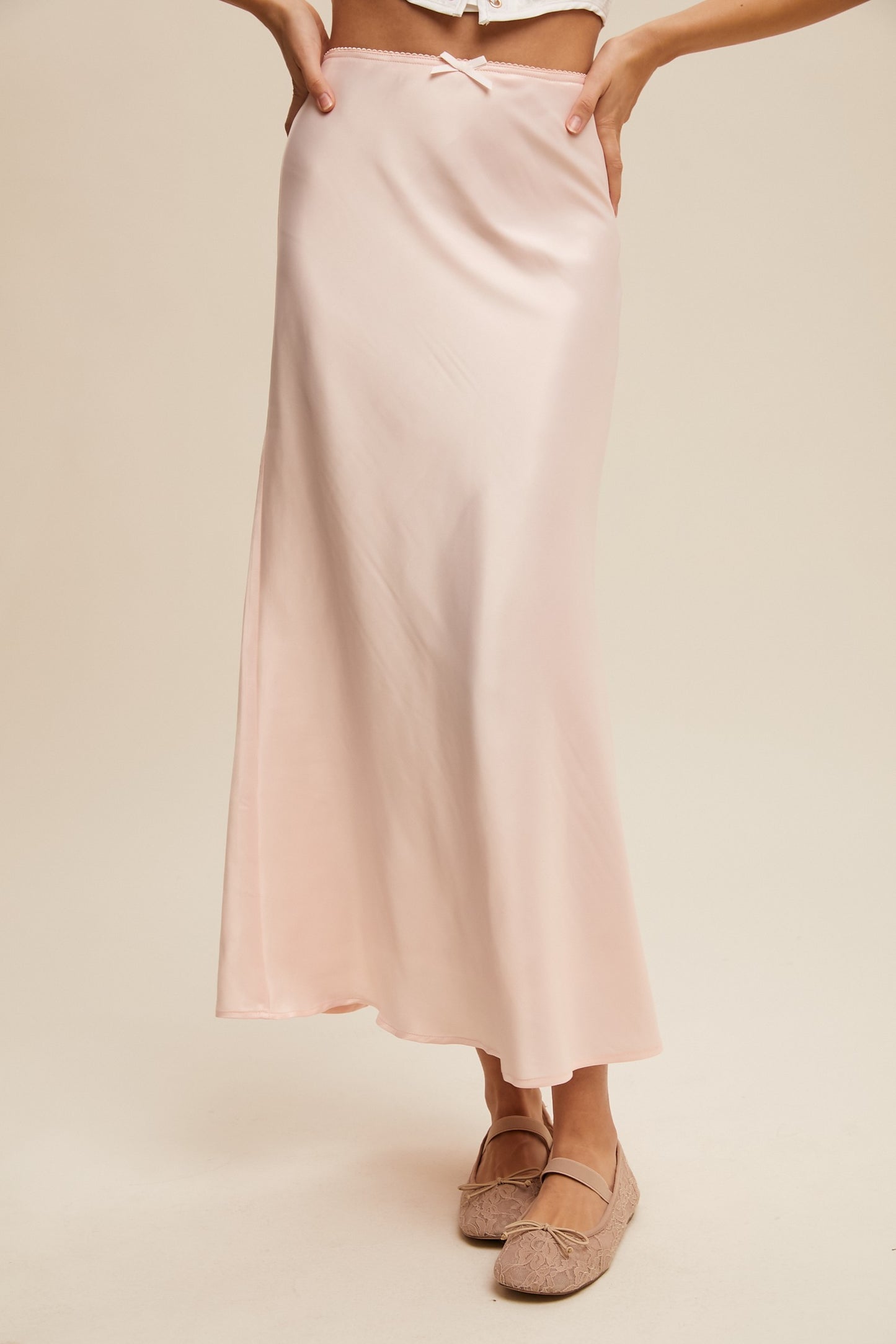 Satin Midi Slip Skirt