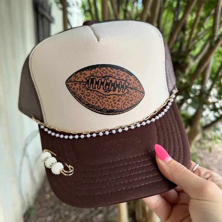 Leopard Football Tan & Brown Trucker Hat