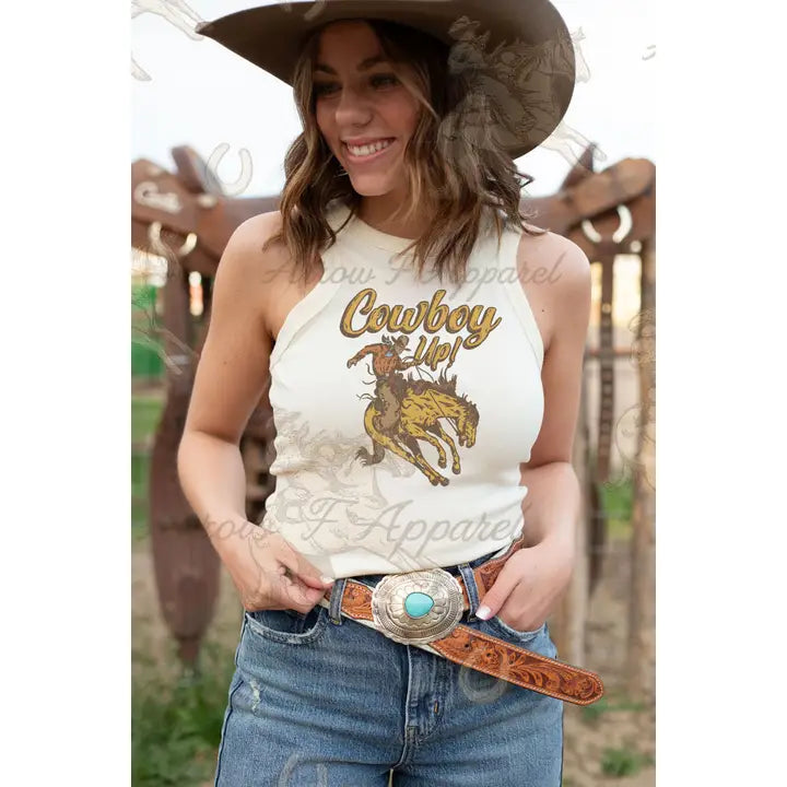Cowboy Up| Western Graphic Cropped Tank