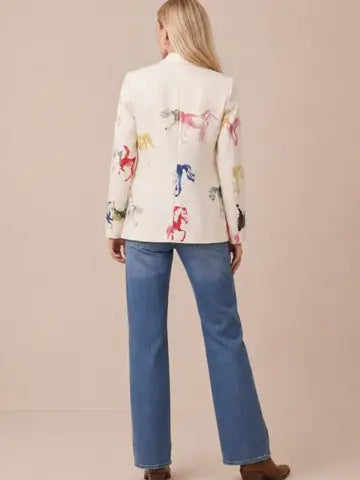 COLORFUL Horses Print Blazer