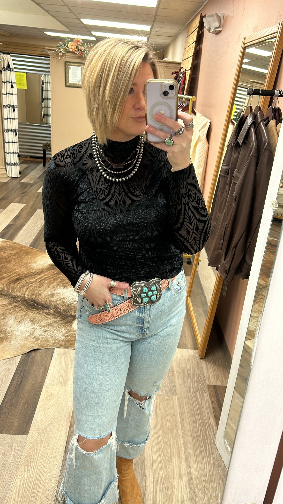 Alcatraz Mesh Velvet Top