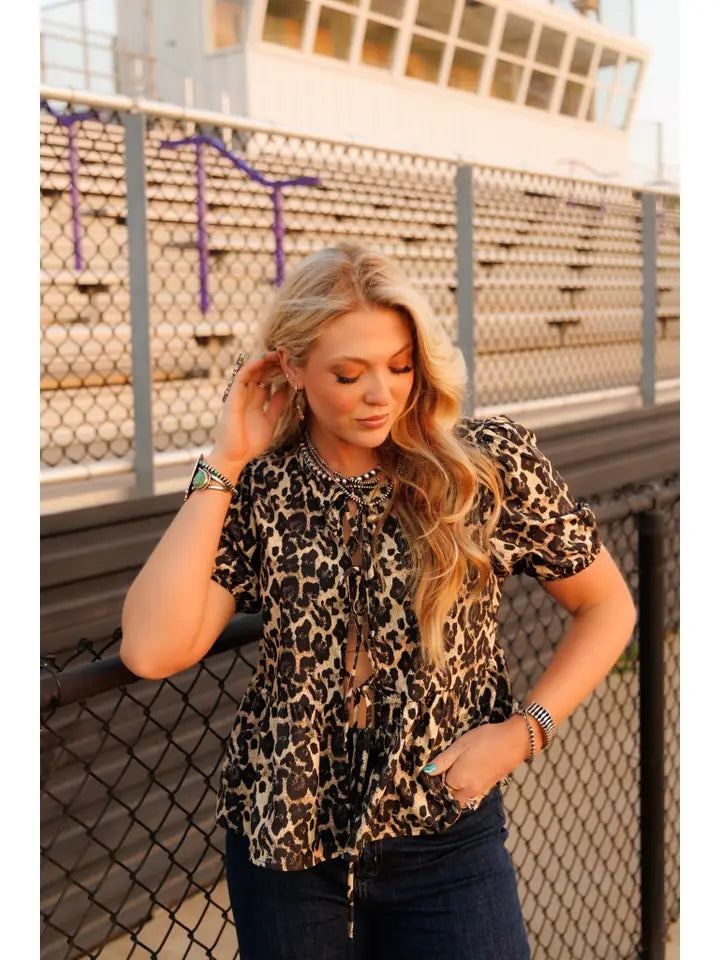 Leopard Bow Tie Top