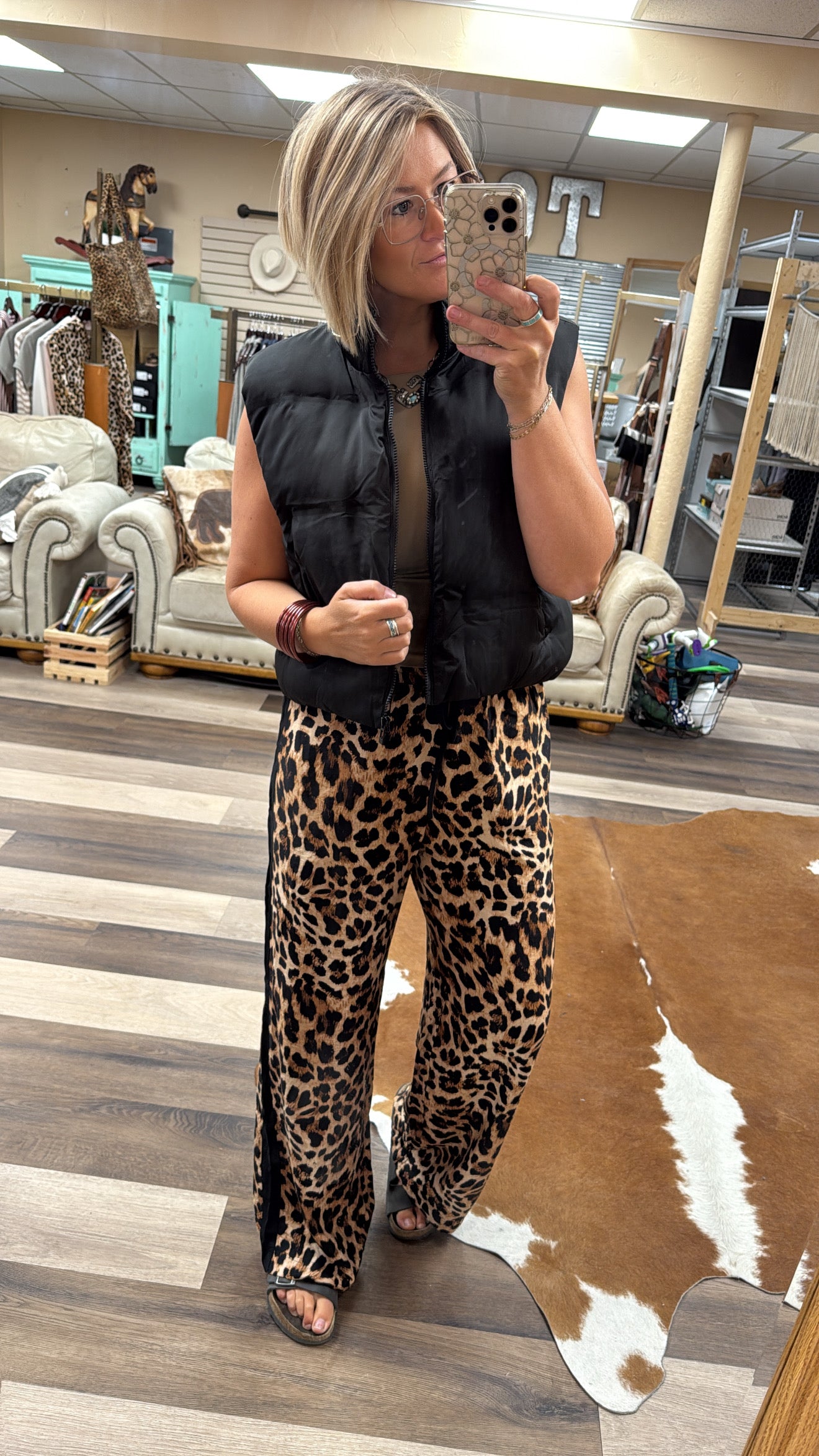 Leopard Side Line Track Pants