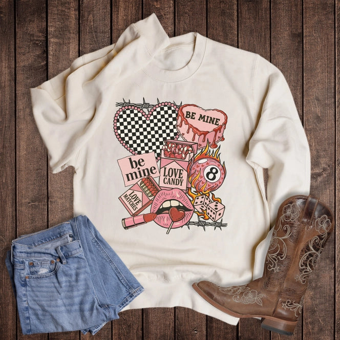 Valentine Western Be Mine Love Candy Sweatshirt