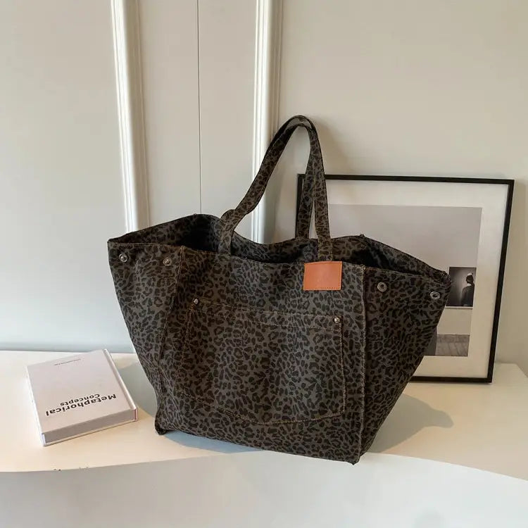 Leopard Print Shoulder Bag Large Capacity Tote Bag