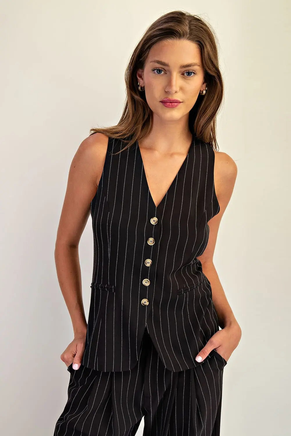 Pinstriped Button Down Vest