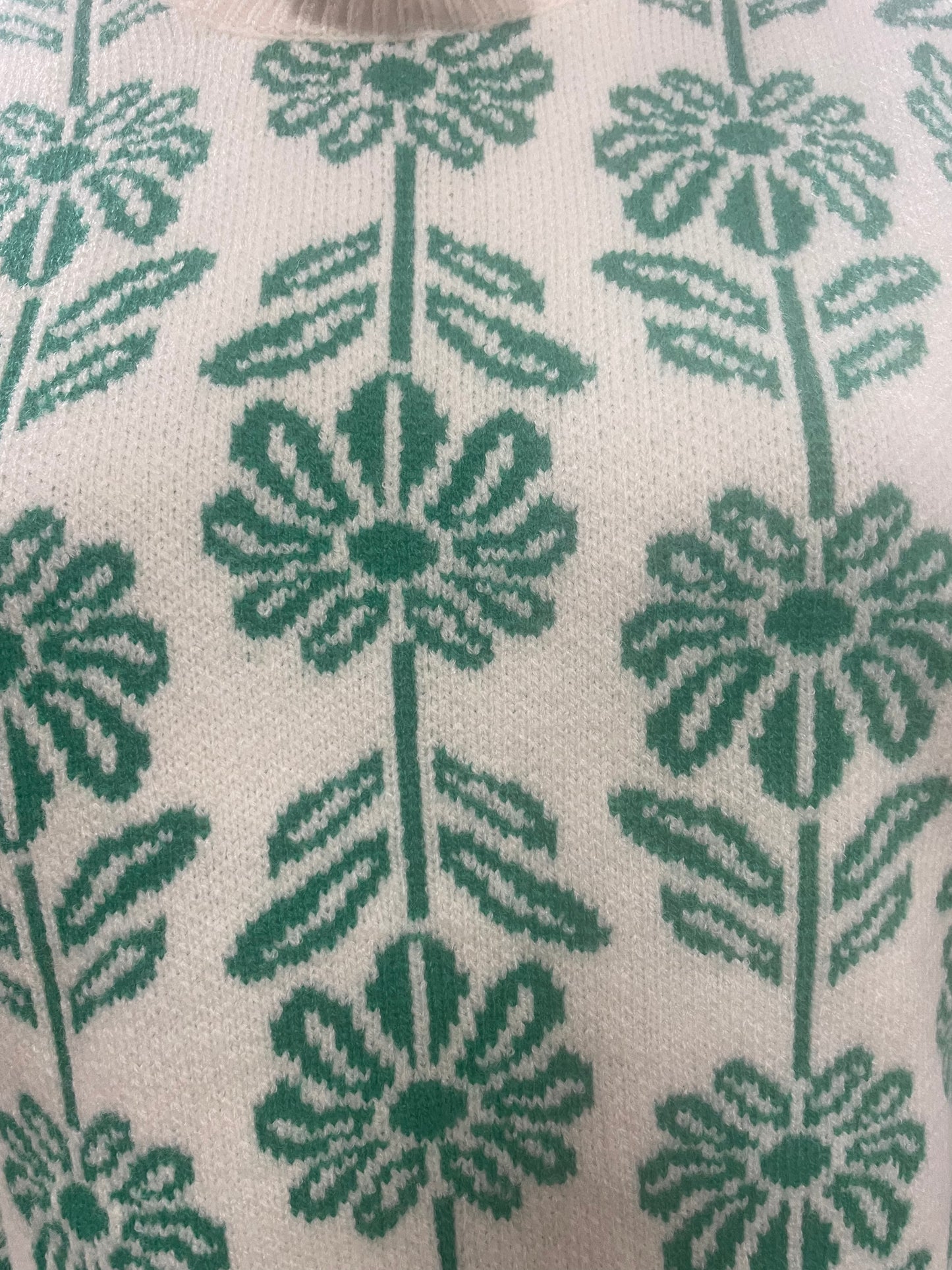 Flower Pattern Round Neck Sweater