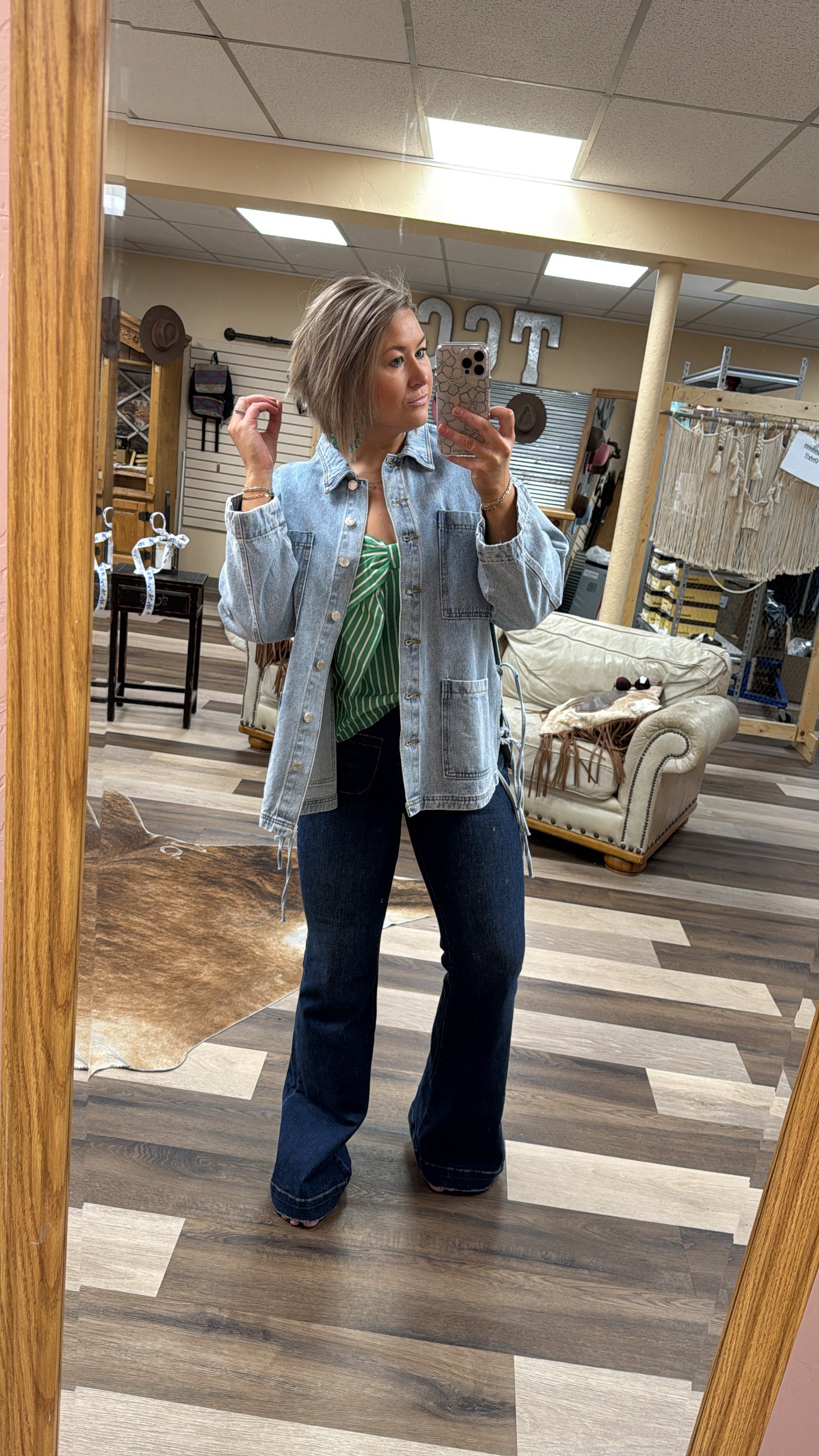 Oversized Tie Denim Jacket