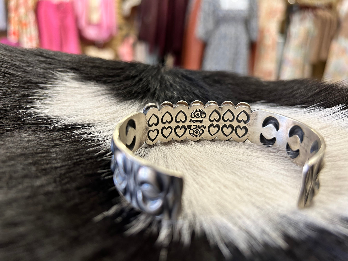 inside a sterling silver cuff bracelet.