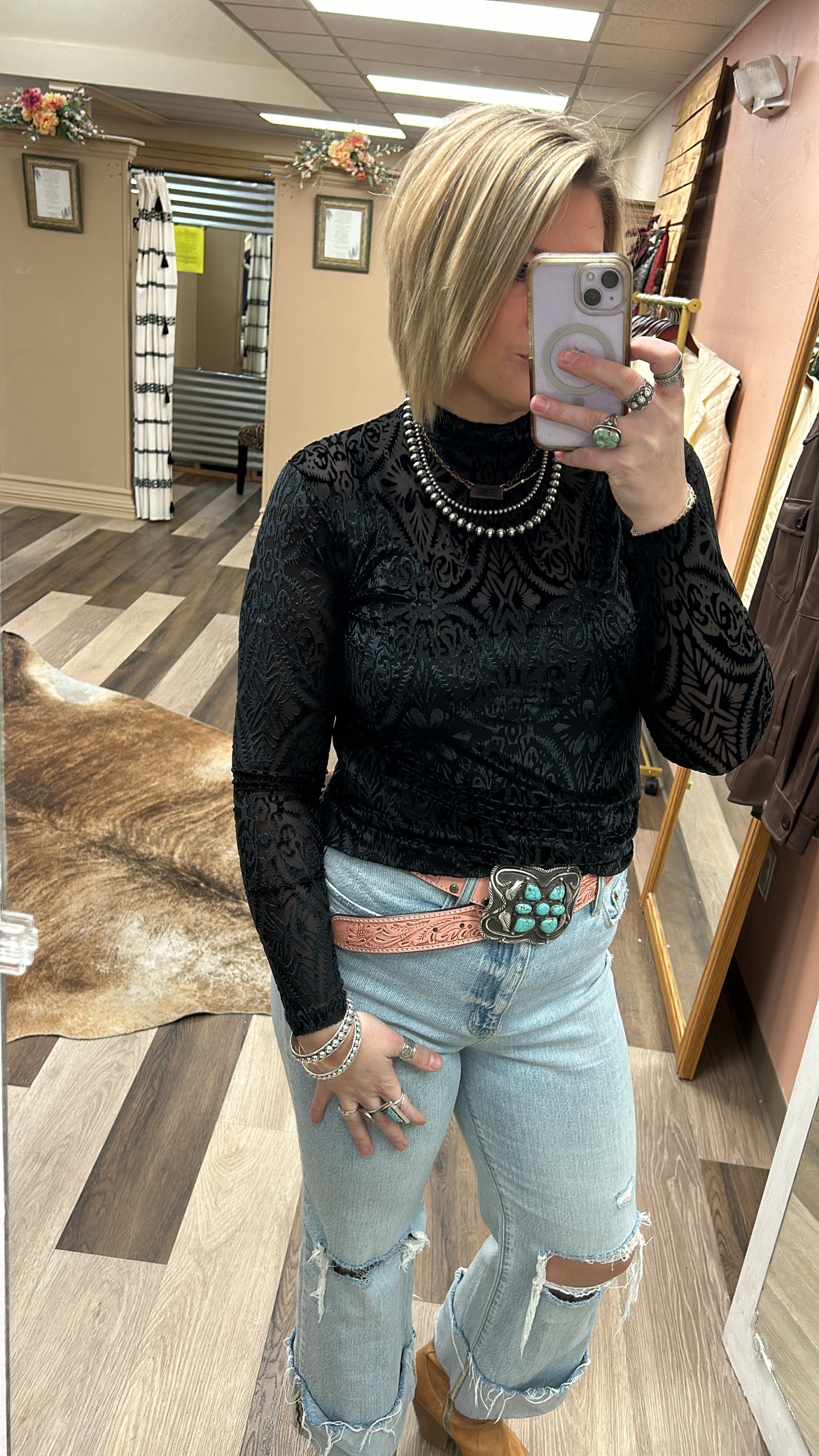 Alcatraz Mesh Velvet Top