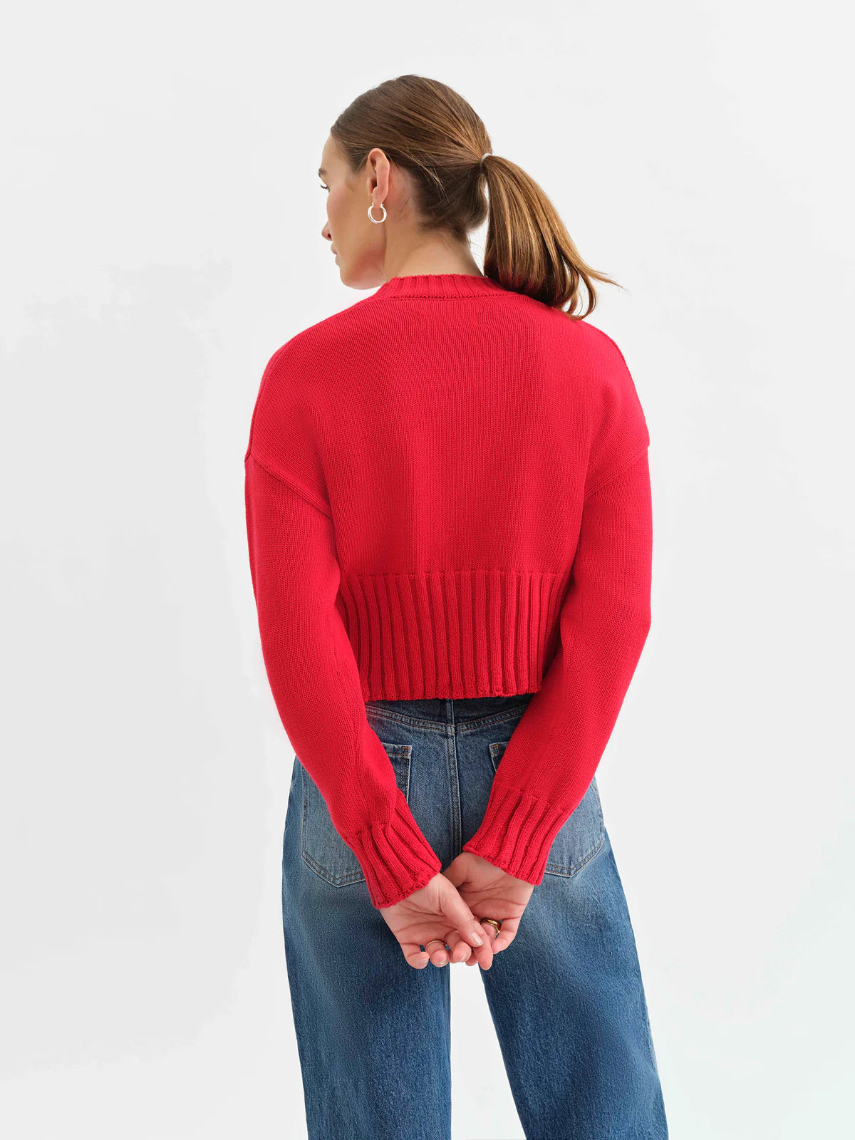 Garden Sweater Crew Neck Sweater in Cherry