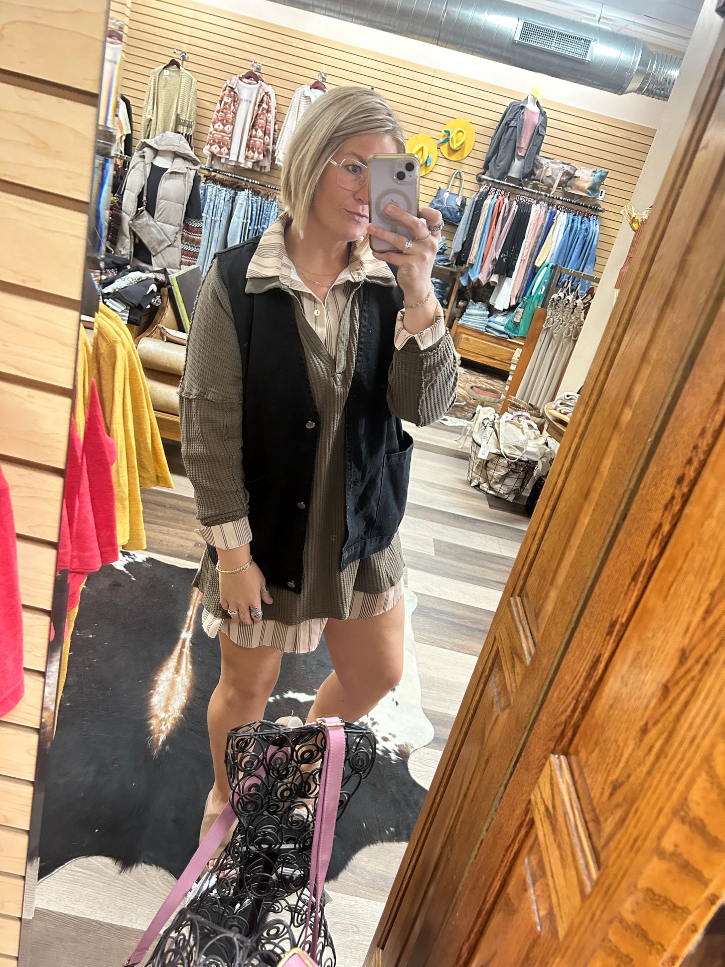 Button Down Denim Oversized Vest