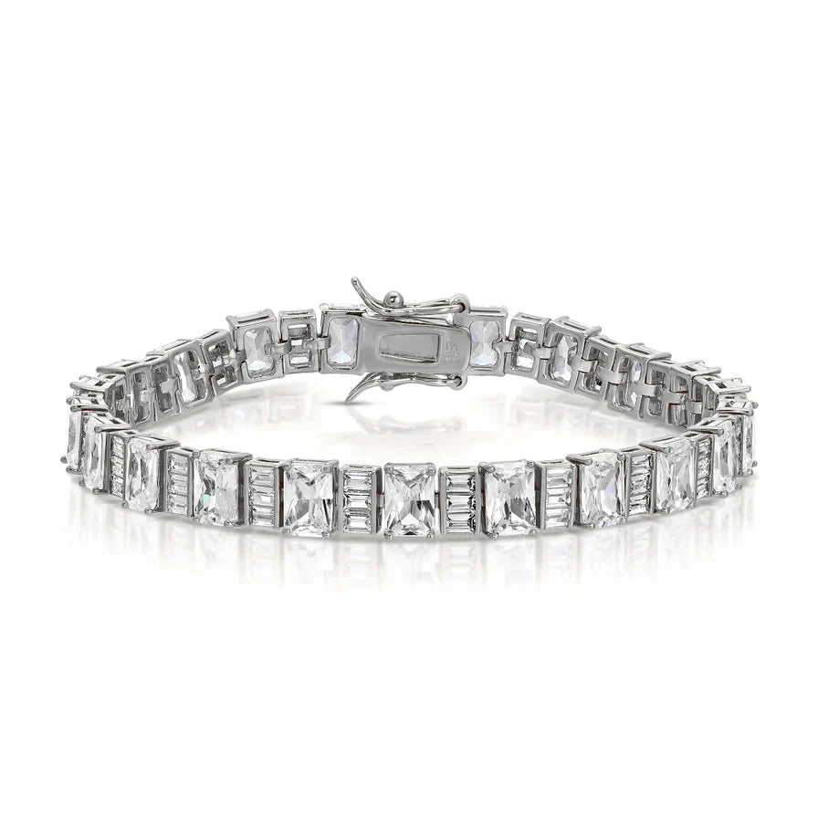 Baguette Tennis Bracelet - Rhodium Silver