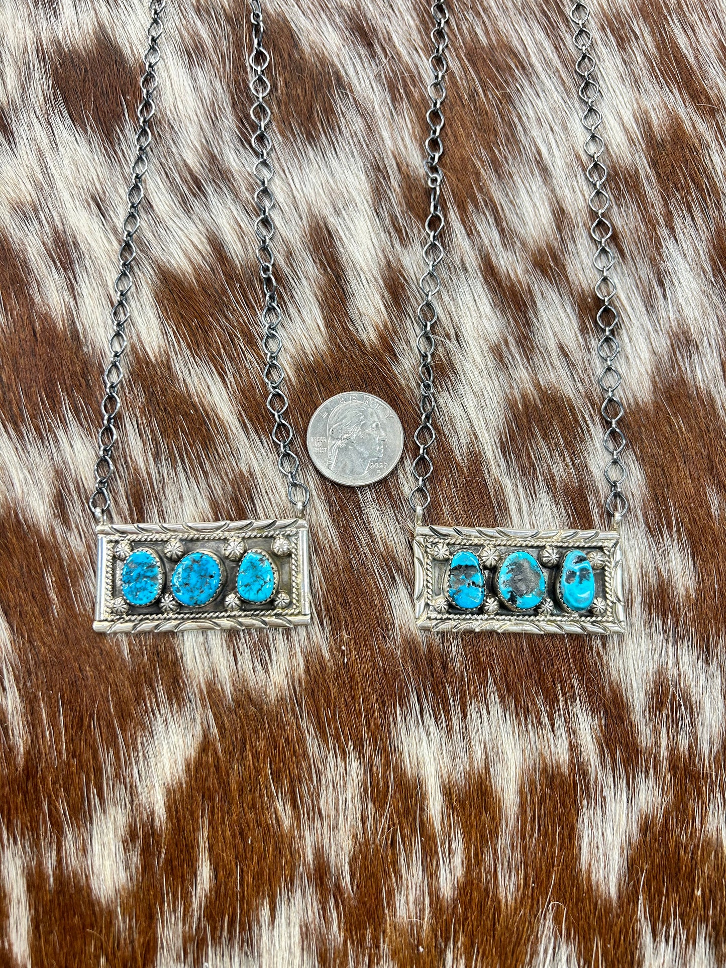 Rectangle Kingman 3 Stone Necklace