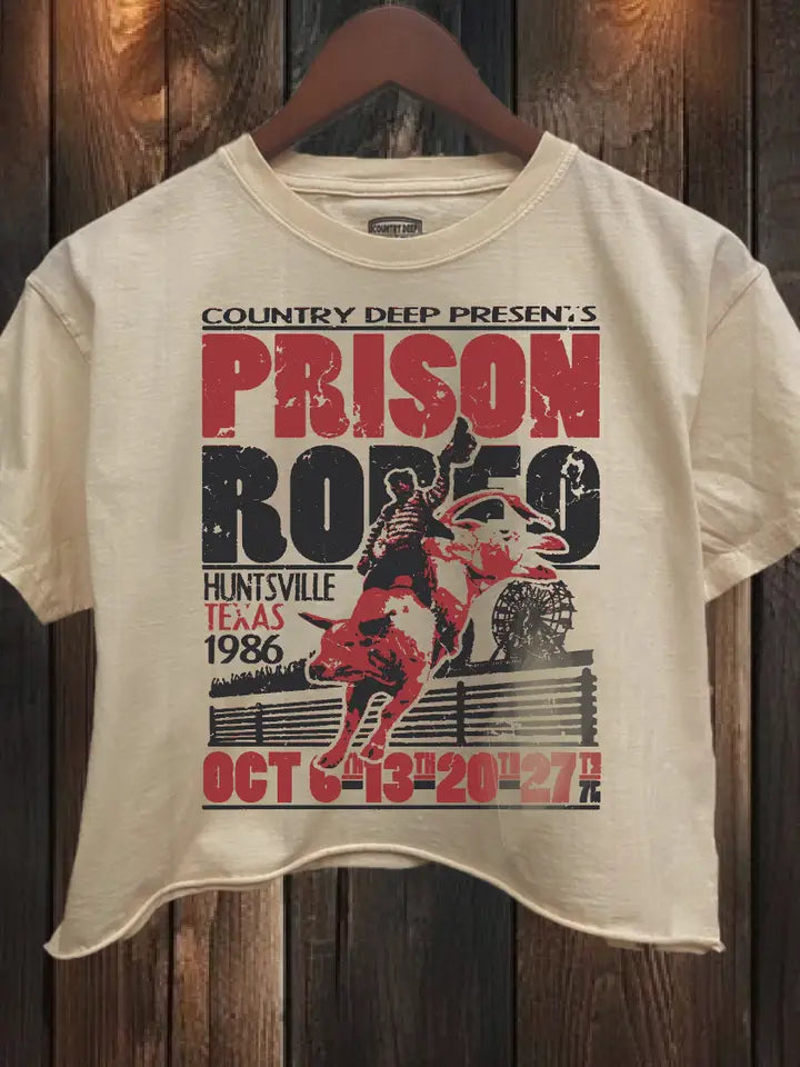 Prison Rodeo Huntsville Texas Relaxed Crop T-Shirt