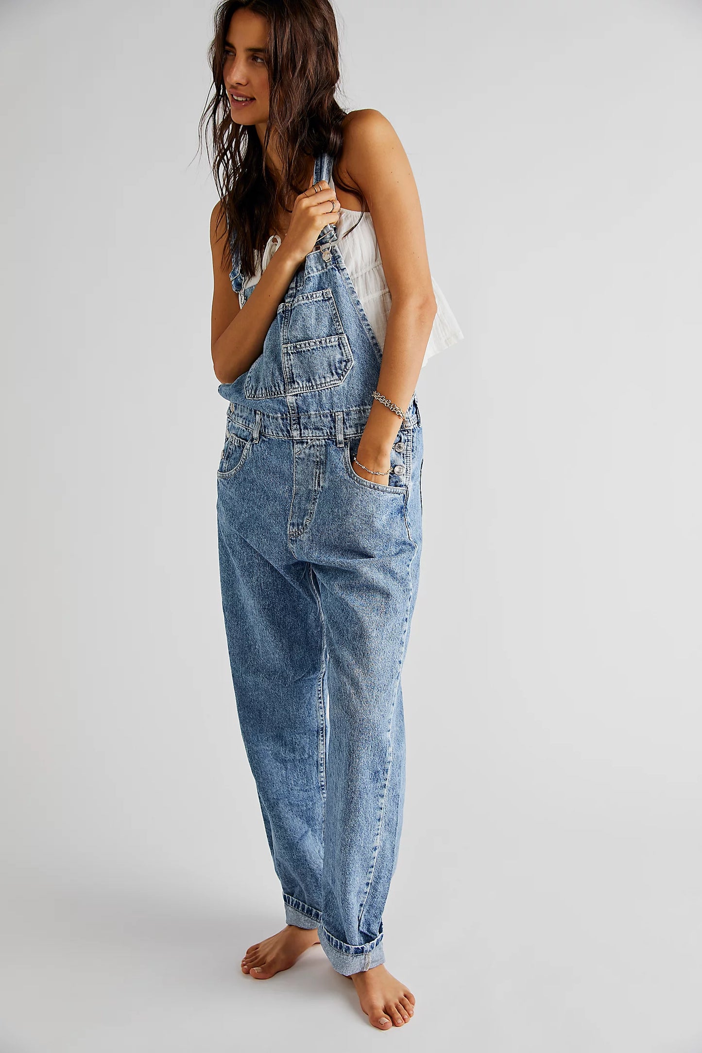 We The Free Ziggy Denim Overalls In Powder Blue