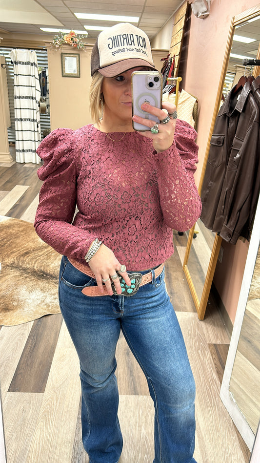 Lace Puff Sleeve Top