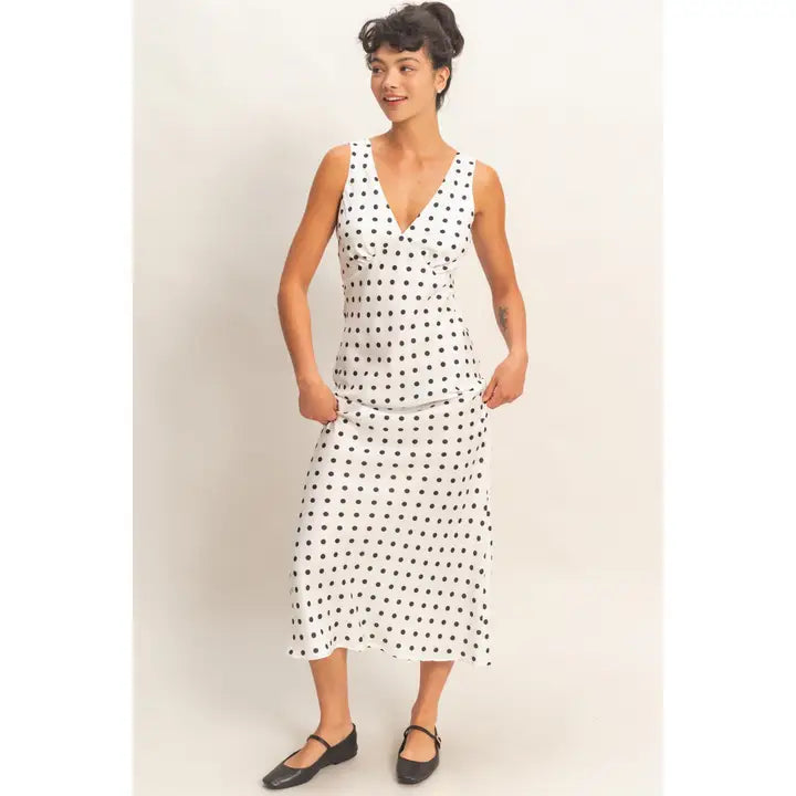 Polka Dot Sleeveless Maxi Dress