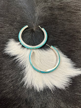 Load image into Gallery viewer, XL Turquoise Inlay Hoop
