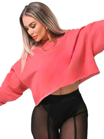 Pebby Cropped Oversized Sweatshirt