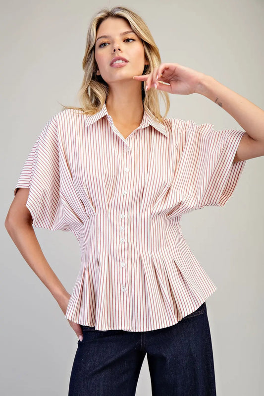 Raspberry Pleated Top