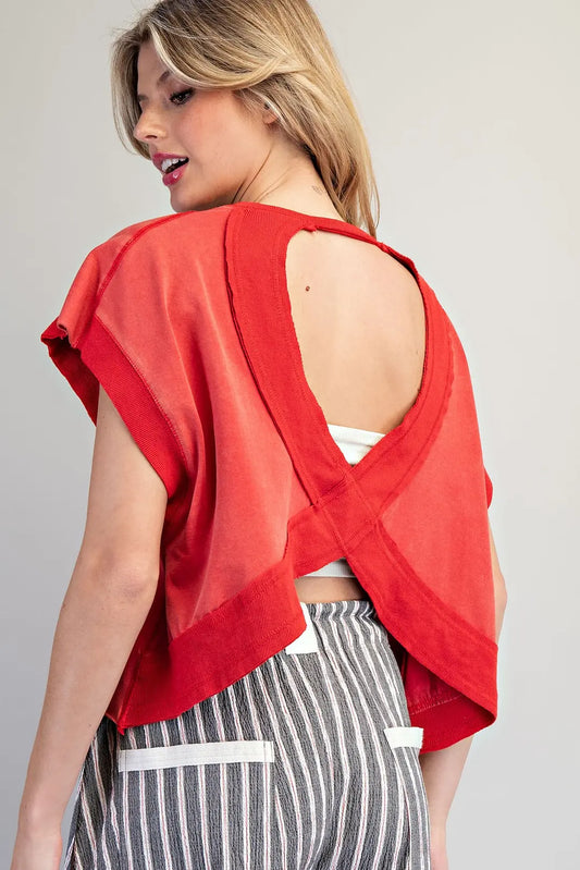 mineral washed red top