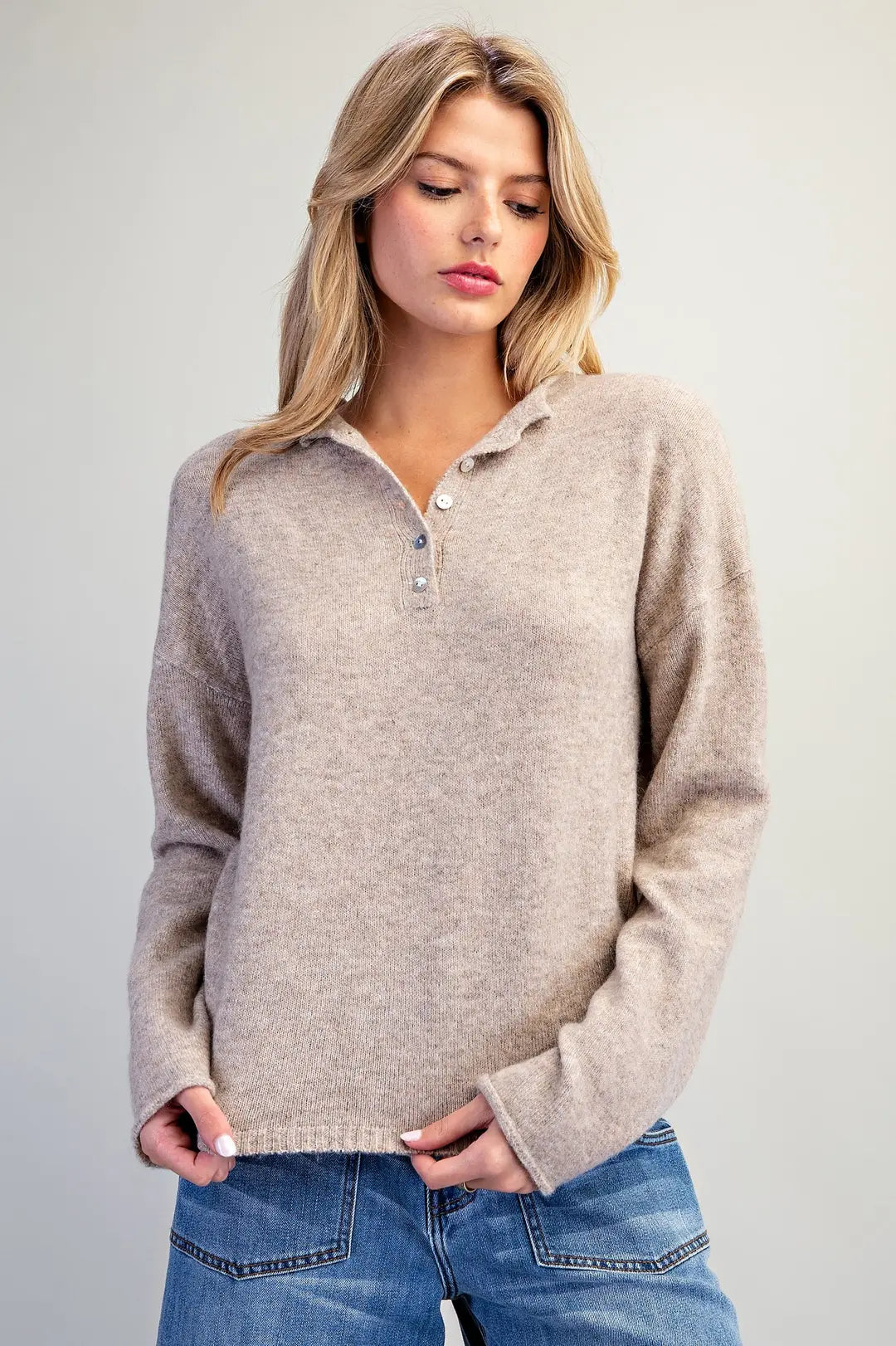 Long Sleeve Knit Sweater Mocha