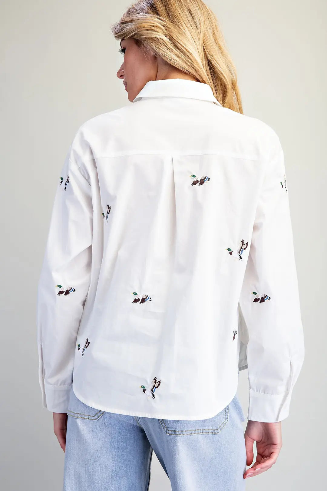 Embroidered Duck Button Down Shirt