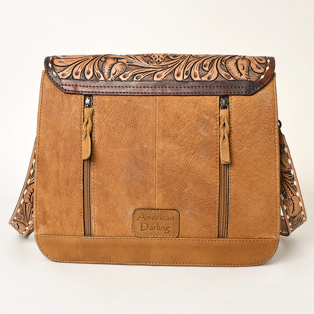 Tooled Messenger Bag