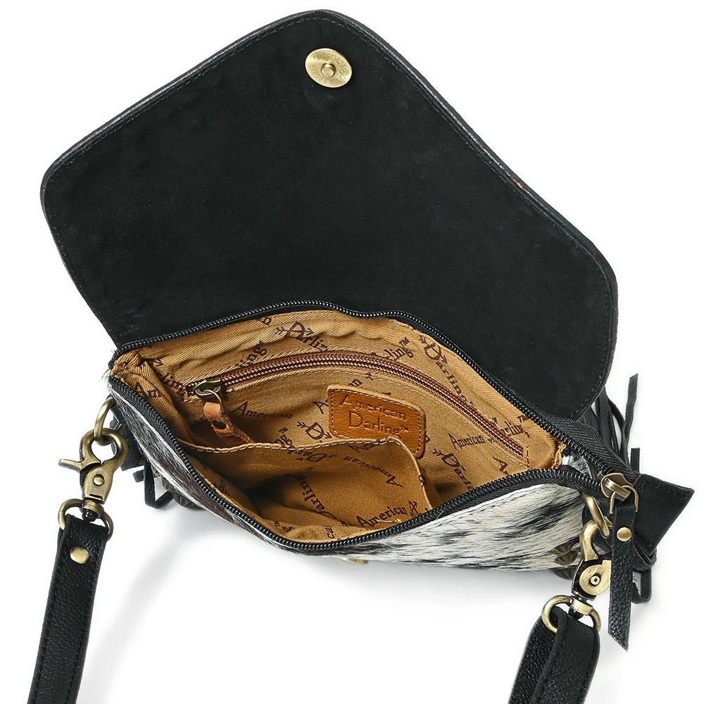 Small Crossbody Hair-On Hand Tooled Leather Purse