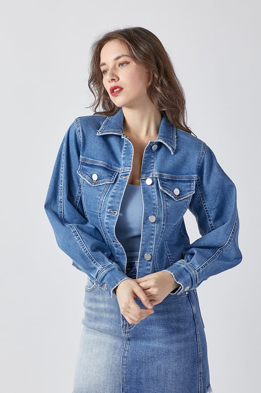 Risen Balloon Sleeve Jean Jacket