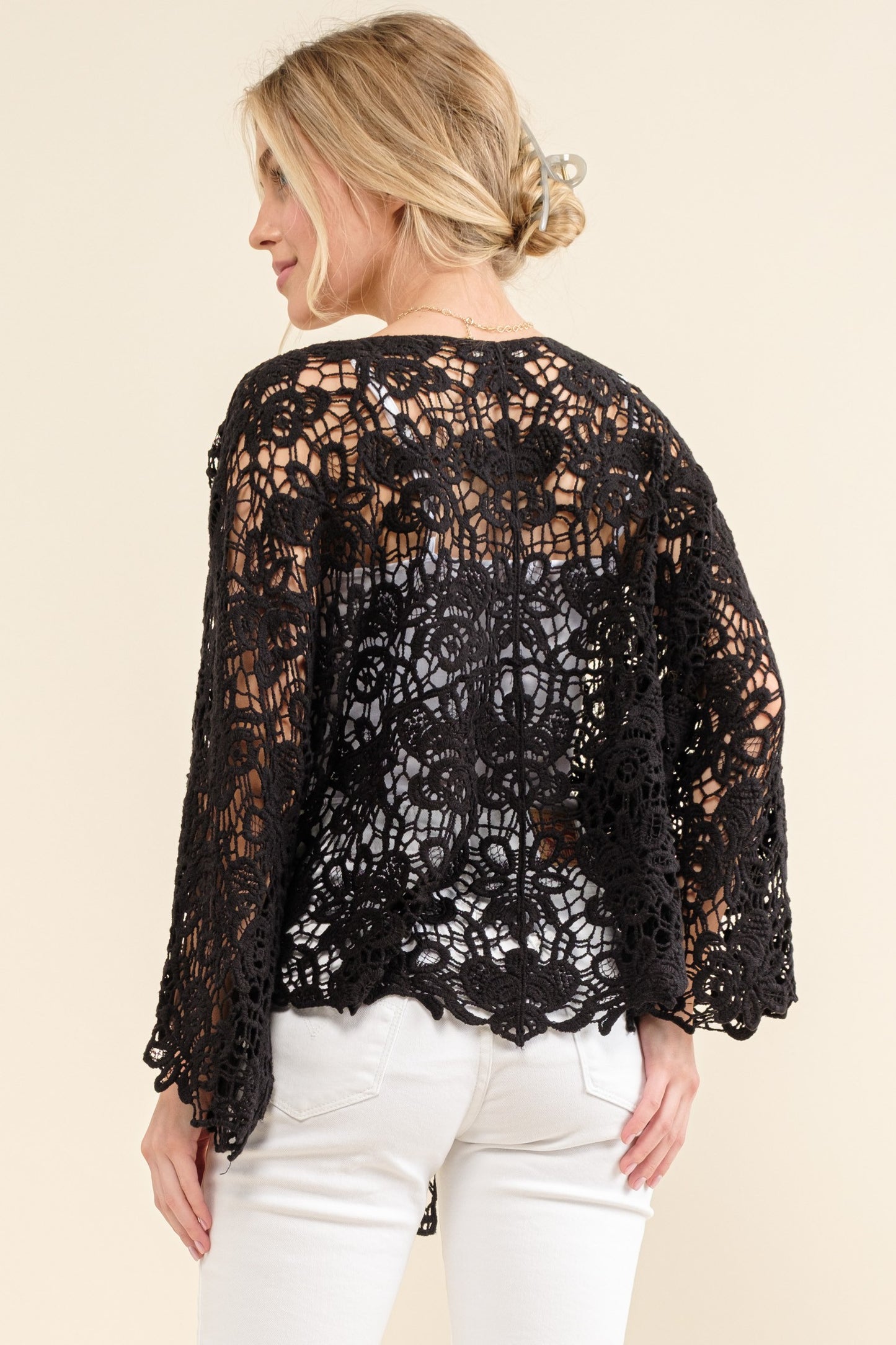 Lace Tie Front Wrap Style Summer Top