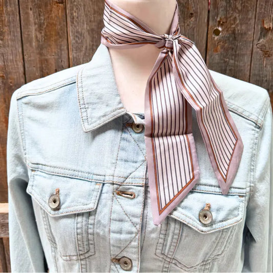 Cream and Brown Western Skinny Mini Wild Rag Scarf / Cowgirl