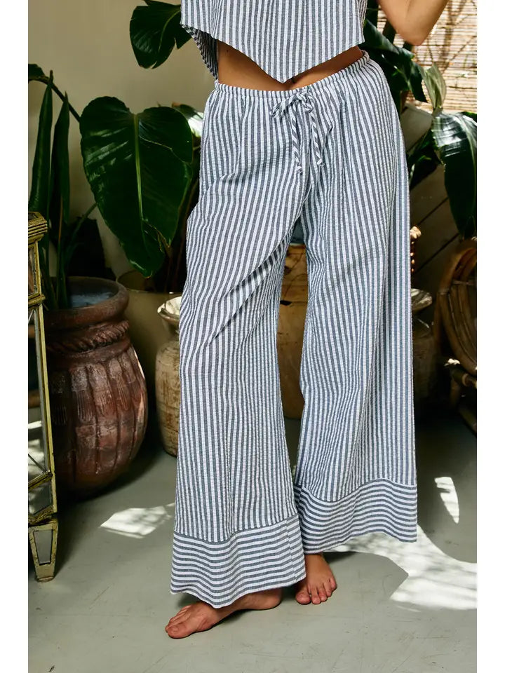 Vertical Stripe Wide-Leg Trouser