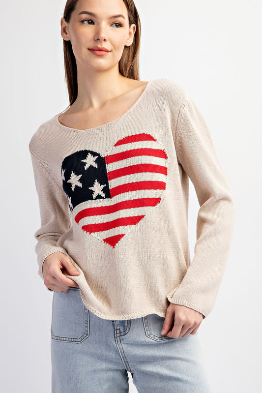 American Heart Flag Sweater Top