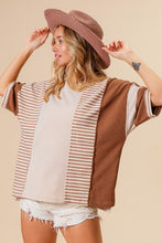 Load image into Gallery viewer, Mix Matched Dolman Sleeve Latte Top
