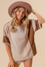 Load image into Gallery viewer, Mix Matched Dolman Sleeve Latte Top
