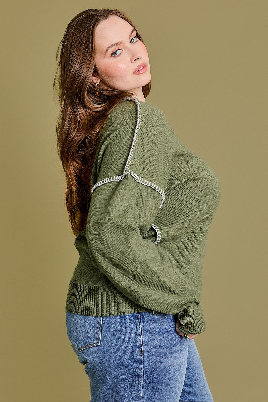 Edge Embellished Pullover Sweater