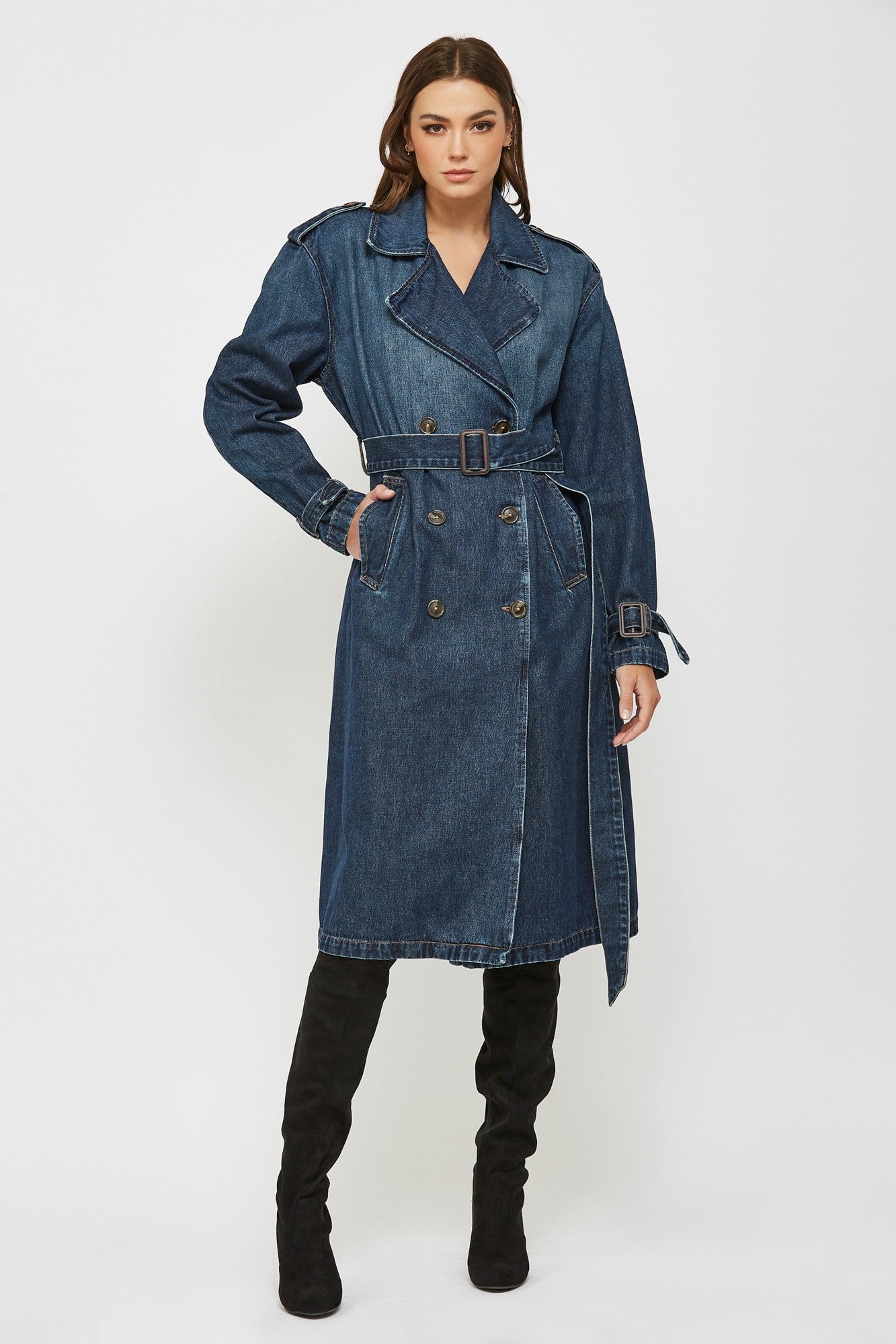 Dark Denim Trench Coat